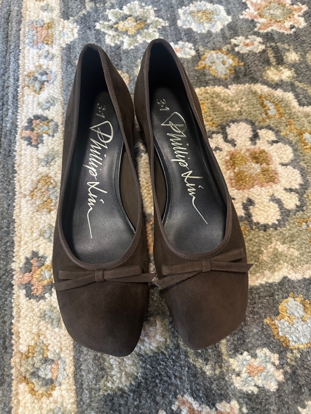 3.1 Phillip Lim Brown Suede Ballet Heels with Bow